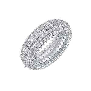 Luxurious five-row micro-pave cubic zirconia ring in 925 silver finish for women