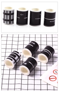 DIY road track tape set with four black and white traffic patterns for kids' car play