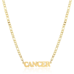 Dettaglio del ciondolo zodiacale Cancro dorato placcato oro 18K con catena Figaro