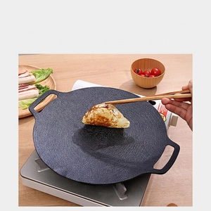 Non-stick Korean BBQ grill pan for camping with dual handles and stone coating