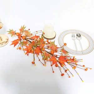 35cm Autumn maple leaf wreath with mini pumpkins and berries for Thanksgiving decor