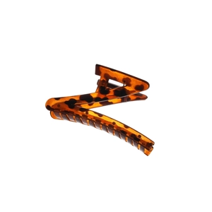 Retro leopard print acrylic Z-shaped hair claw clip with amber tortoise shell texture