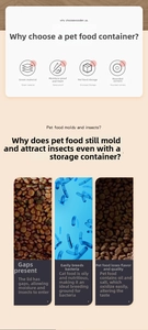 Detail view of large pet food bucket showing moisture-proof sealing and fresh material design