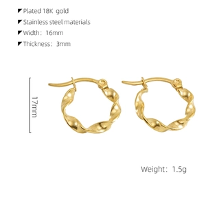 Spécifications de taille des boucles d'oreilles créoles torsadées plaquées or 18 carats