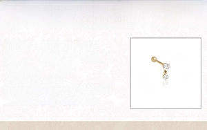 Detail of 925 sterling silver earring with 18k gold plating and cubic zirconia stones
