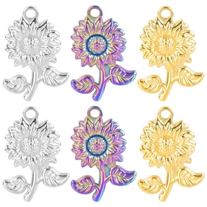 Sunflower Pendant Necklace Stainless Steel Vacuum Plated Floral Design Elegant Jewelry For Women Fashion Accessory