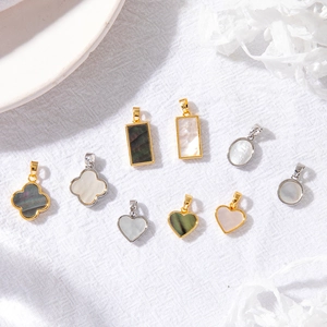 Gold Plated Copper Mother Of Artificial Pearl Pendant Heart Clover Shape DIY Jewelry Making Accessory For Necklace Bracelet
