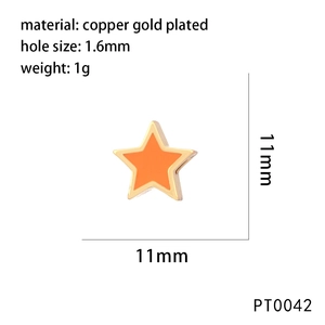Orange star-shaped copper gold-plated pendant accessory for customizable charm bracelets