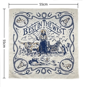 Makroaufnahme von Vintage Baumwoll Bandana mit Westernmuster und 55cm Abmessungen