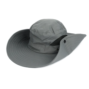 Detail view of quick-dry fishing hat with breathable mesh and adjustable side snaps