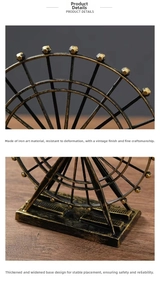 Detailed view of vintage ferris wheel model with iron finish and sturdy rectangular base