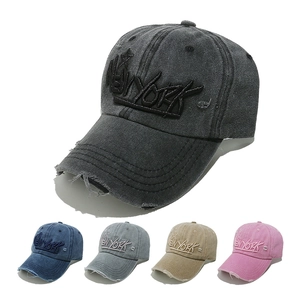 New York Embroidered Baseball Cap Washed Cotton Distressed Retro Street Style Sun Protection Adjustable Outdoor Unisex Hat