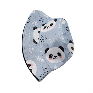 Mignon chapeau bob bleu clair avec motifs de pandas pour protection solaire d'été