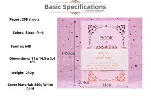 Detailed view of the pink 64K bilingual Book of Answers with its core specifications