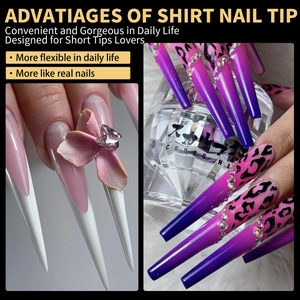 5XL long stiletto French nails with pink 3D flowers and leopard print glitter design