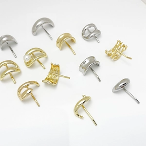 Minimalist alloy earring set in gold and silver finish with pearl accents for women