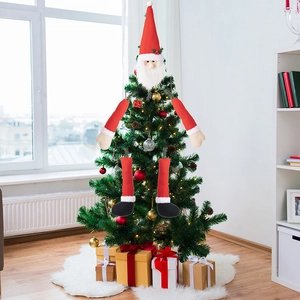 Detailed Santa Claus tree hugger ornaments including head and limbs on a Christmas tree