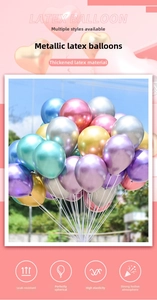 Close-up of thickened metallic latex balloons with shiny surface for event decoration