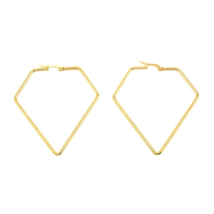Minimalist geometric gold-plated titanium steel rhombus hoop earrings for women