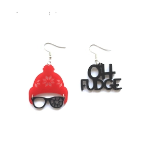 Boucles d'oreilles Noël rétro avec bonnet de Père Noël et design acrylique Oh Fudge