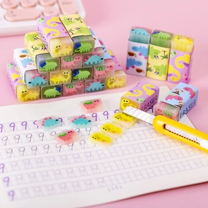 Cartoon dinosaur scented jelly erasers set with translucent core for school kids