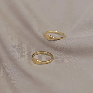 Minimalist 18K gold plated stainless steel wave rings with irregular geometric design