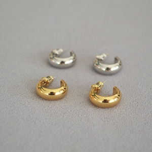 Minimalistische Messing Vergoldet Bohnenform C-Förmige Ohrstecker Mit 925 Sterlingsilber Ohrstecker-Stift Für Damen Schmuck