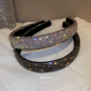 Serre-Tête Rembourré En Strass Pour Femmes Cerceau De Cheveux En Cristal Étincelant Accessoires De Mode En Velours Peluche