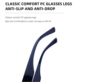 Detail of navy blue PC sunglasses arms with anti-slip design for secure and comfortable fit
