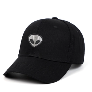 Casquette De Baseball En Coton Broderie Tête Alien Réglable Bord Incurvé Chapeau Soleil Décontracté