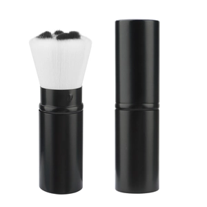 Retractable black cat paw makeup brush with soft two-tone synthetic fiber bristles