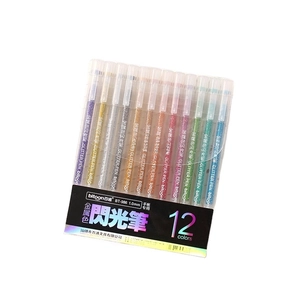 12-color metallic glitter gel pen set with 1.0mm tips for kids journaling and drawing