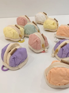 Quilted mini earphone case in various candy colors with pearl pendant for AirPods
