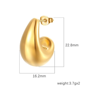Orecchini a cerchio vintage in acciaio inossidabile placcato oro 18K con misure dettagliate