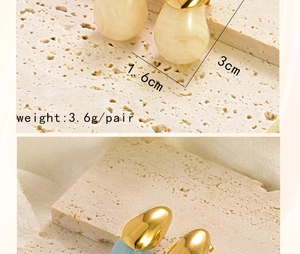 Detail showing waterdrop earrings dimensions 1.6cm by 3cm and weight 3.6g per pair