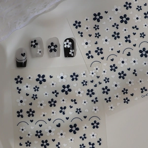 5D Embossed Nail Stickers Flower Heart Design With Faux Artificial Pearl Waterproof Self Adhesive Manicure Decals For Women DIY