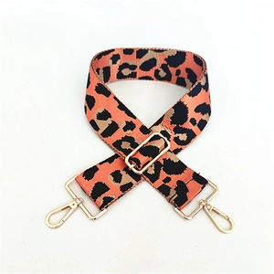 Adjustable leopard print replacement strap for crossbody bags with gold lobster hooks