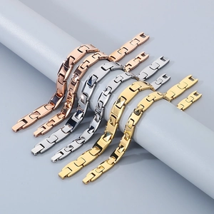 Minimalist Magnetic Therapy Tungsten Steel Bracelet For Men Geometric Link Chain Adjustable Health Jewelry