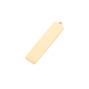 Polished gold rectangular stainless steel pendant blank with hanging ring for DIY