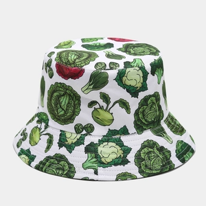 Cappello a secchiello outdoor con stampa verdure realistica per protezione solare e stile