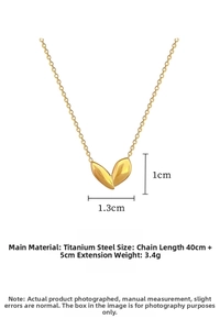Detail showing 18K gold-plated titanium steel sprout necklace specifications and size