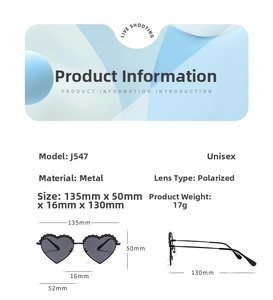 Detailed sizing guide for polarized heart-shaped metal frame kids sunglasses with gray lenses