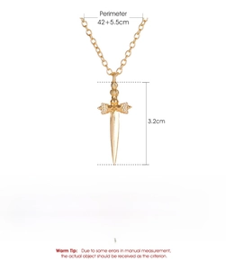 Dettagli della collana a spada dorata con catena da 42+5,5cm e specifiche dei materiali