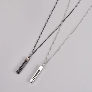 Minimalist stainless steel bar pendant necklaces in black and silver finishes