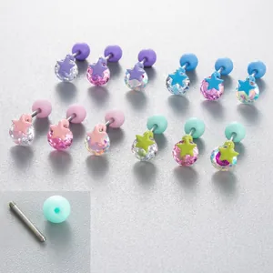 Stern Knorpel Piercing Ohrstecker Mit Zirkon Kupfer Eingelegt Und Edelstahl Ohrsteckerstift Süßer Dopamin Stil Frauen