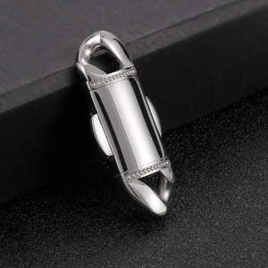 Polished silver stainless steel Cuban link clasp with minimalist rectangular design