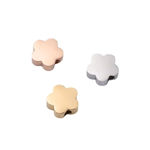 Mirror polished stainless steel flower beads in rose gold, silver, and gold for DIY jewelry