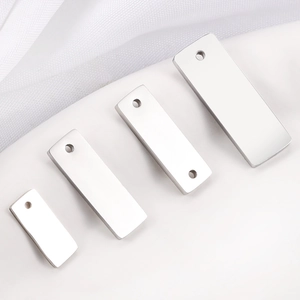 Polished silver stainless steel rectangular tags for DIY jewelry making accessories