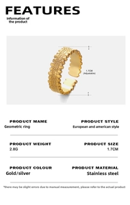 Detailed parameter chart showing adjustable geometric ring with 1.7CM inner diameter