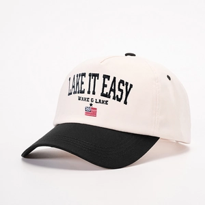 Berretto da baseball LAKE IT EASY ricamato in cotone bicolore crema e nero